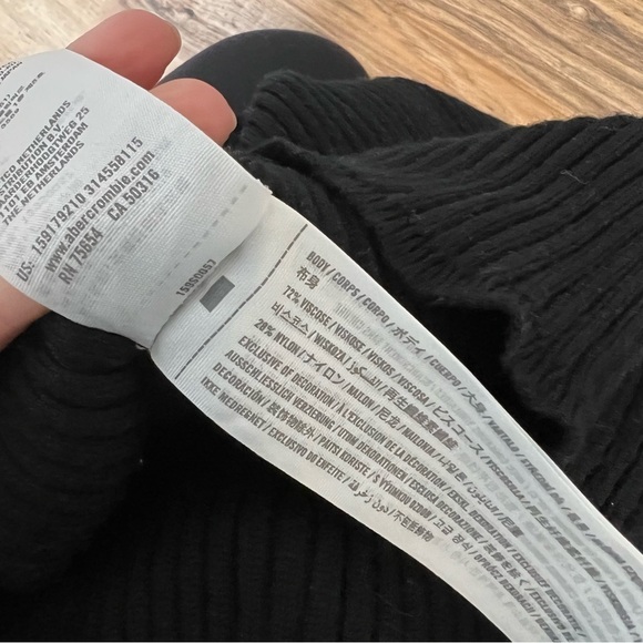 Abercrombie & Fitch Black Ribbed Knit Dress With Collar Short Sleeve Fitted - Picture 11 of 12